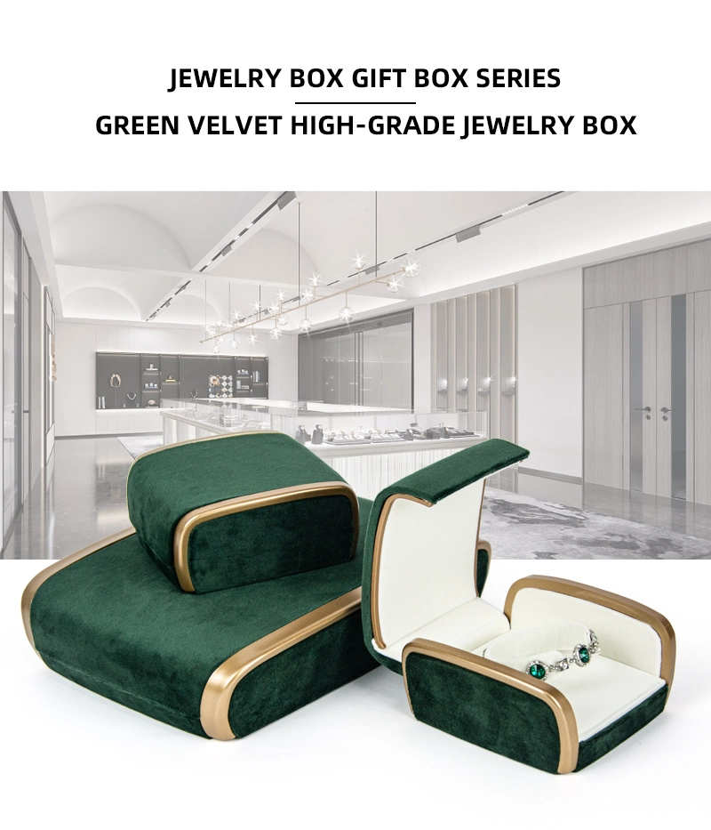 Forte Luxury Sofa Jewellery Packaging Green Pendant Velvet Ring Box Jewelry Box