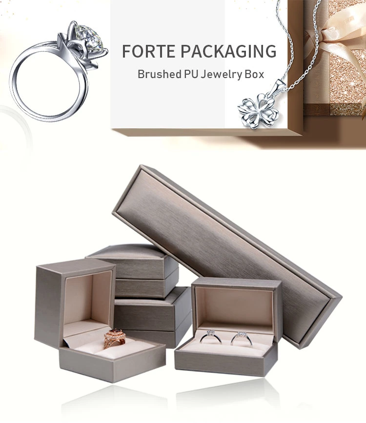 Forte 2022 Luxe Discret PU Leather Vintage Jewellery Packing Hot Stamp Custom Logo Necklace Packaging Ring Jewelry Boxes with Logo