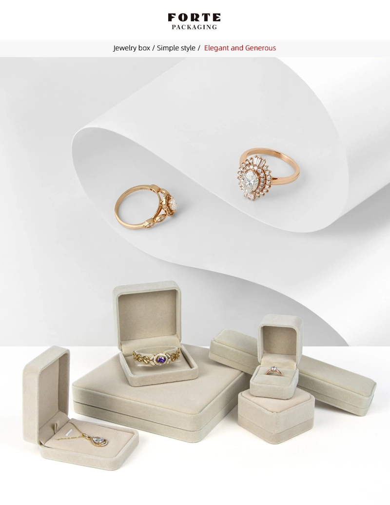 Forte Cheap Gift Pendant Jewelry Packaging Burgundy Jewelry Box Velvet Ring Box