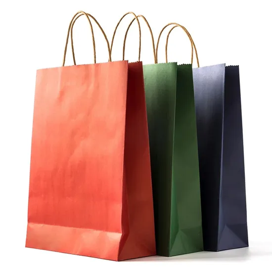 Custom Logo Twisted Handle Kraft Paper Bag Packaging 