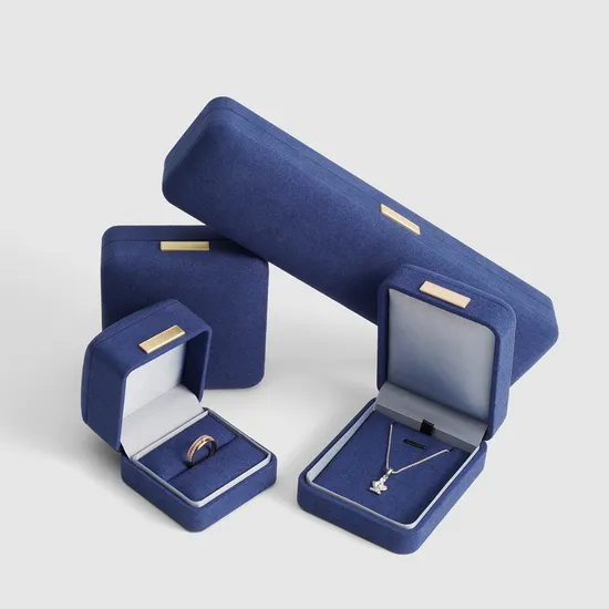 Bracelet Bangle Silk Jewellery Custom Mini Necklace Earring Gift Packaging Blue Velvet Jewelry Box 