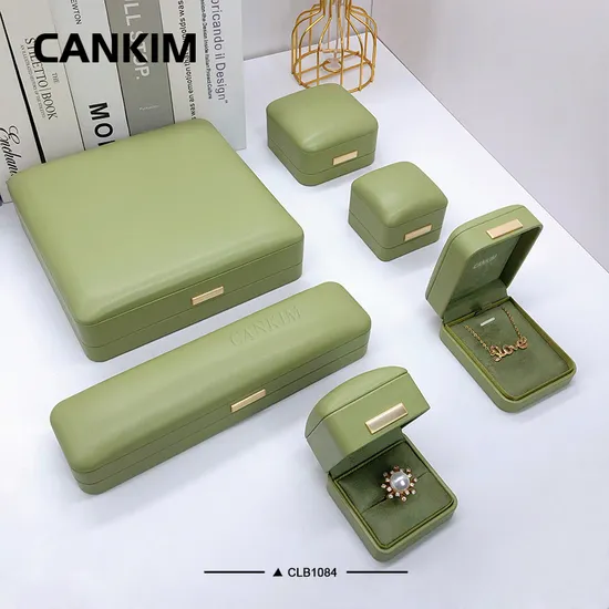 Green PU Leather Bangle Bracelet Jewelry Box Pendent Box Jewelry Leather Case PU Leather Jewelry Box for Rings Earrings 