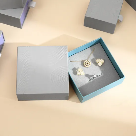 Custom Paper Art Paper Printing Gift Jewelry Ring Box Luxury with Suede Drawstring Suede Pouch 
