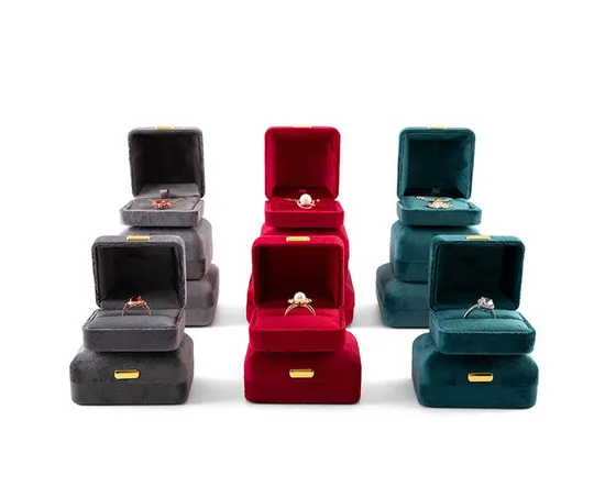 Velvet Custom Logo Jewelry Box Wedding Ring Box Earring Pendant Bangle Bracelet Necklace Organizer Jewellery Packaging Gift Box 
