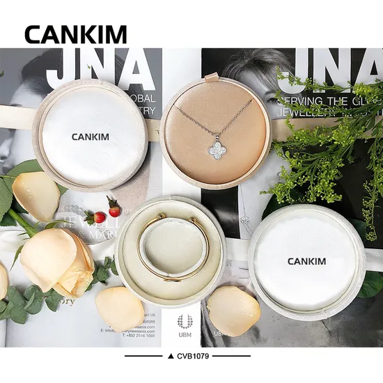 Cankim Round Velvet 2PCS Box Bangle Storage Box Bangle Organizer Box Boxes for Bangle 