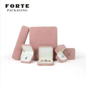 Forte Luxury Pink Ring Octagonal Jewelry Box Velvet Packaging Box in Stock