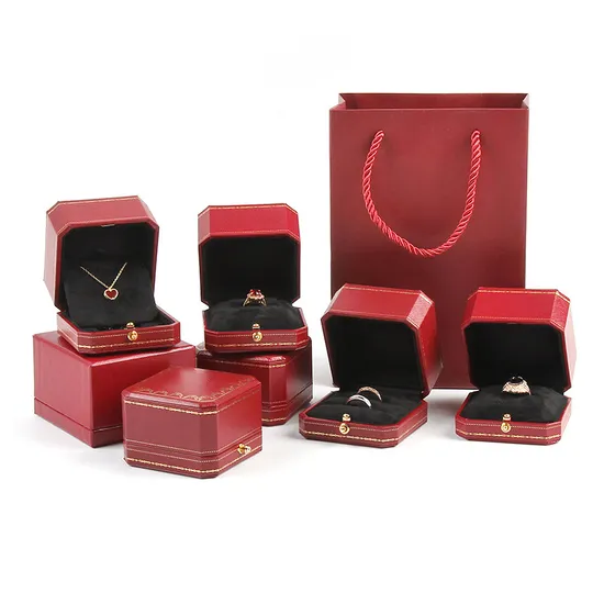Luxury Ring Neckalce Bracelet Packaging PU Leather Jewelry Box 