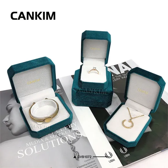 Green Necklace Jewelry Box Velvet Bangles Box Packaging Box Green Velvet Set for Packaging 