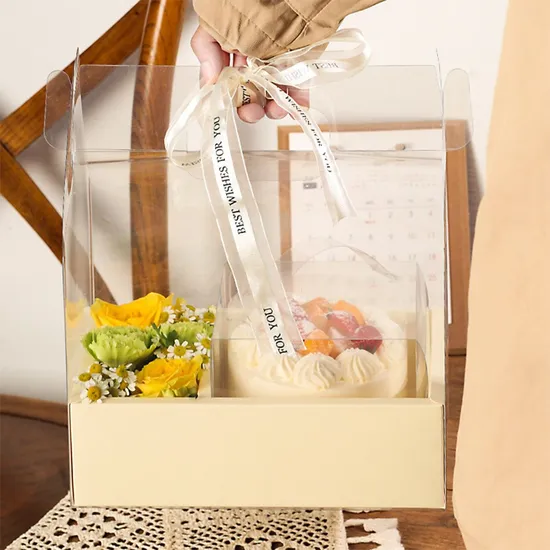 Flower Gift Box Transparent PVC Wedding Valentine′s Day Gift Cake Box 